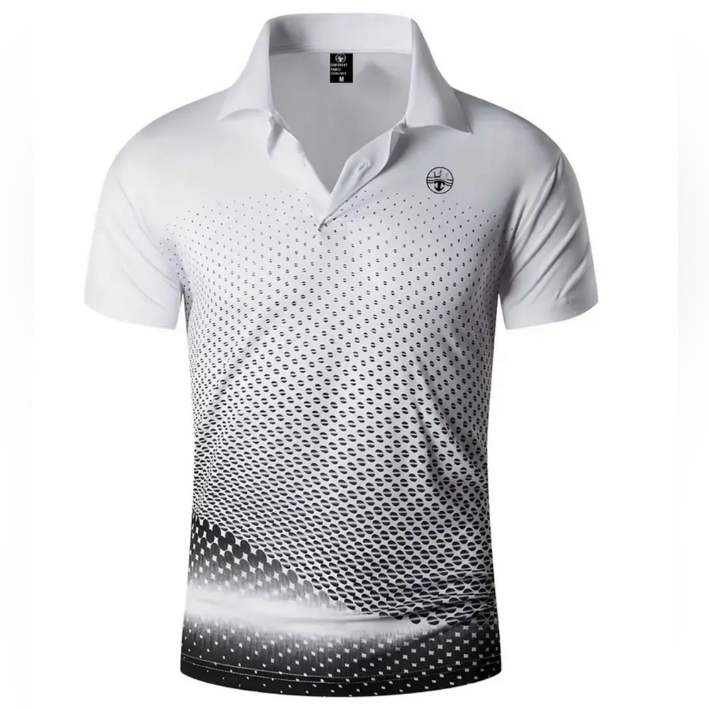 Men's Quick Dry 2-Button Polo/Golf Shirt, Casual Mid Stretch Lapel